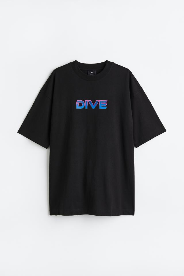 H&M dive Backprint T-shirt in black