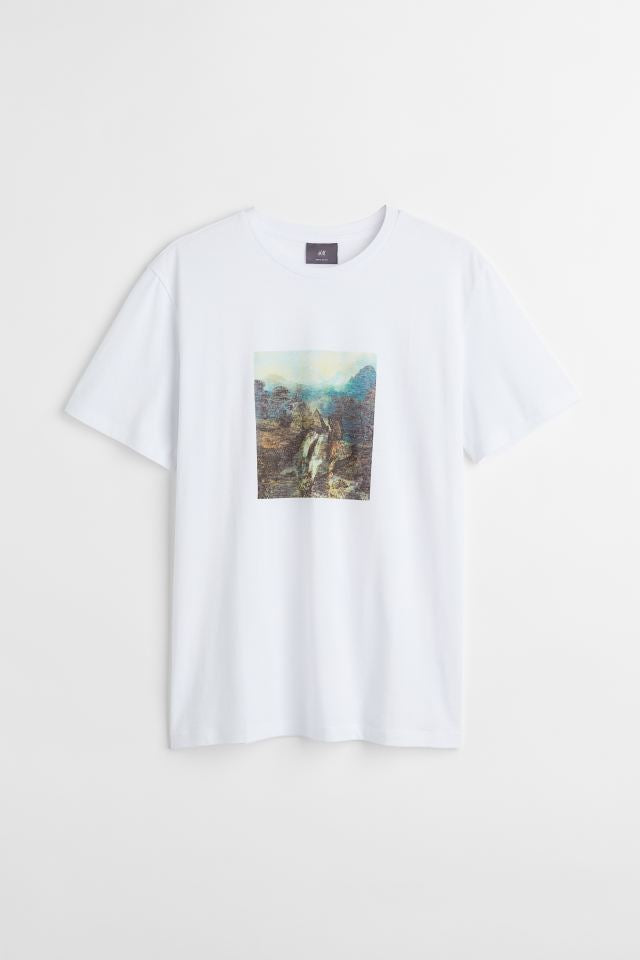 H&M landscape T-shirt in white