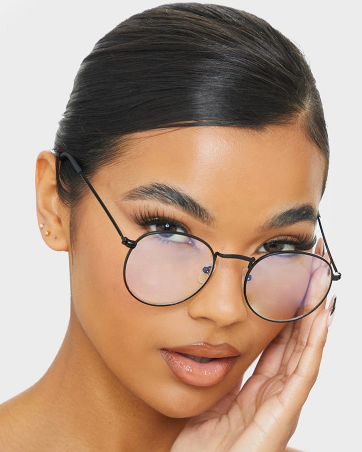 Black Round Frame Blue Light Readers