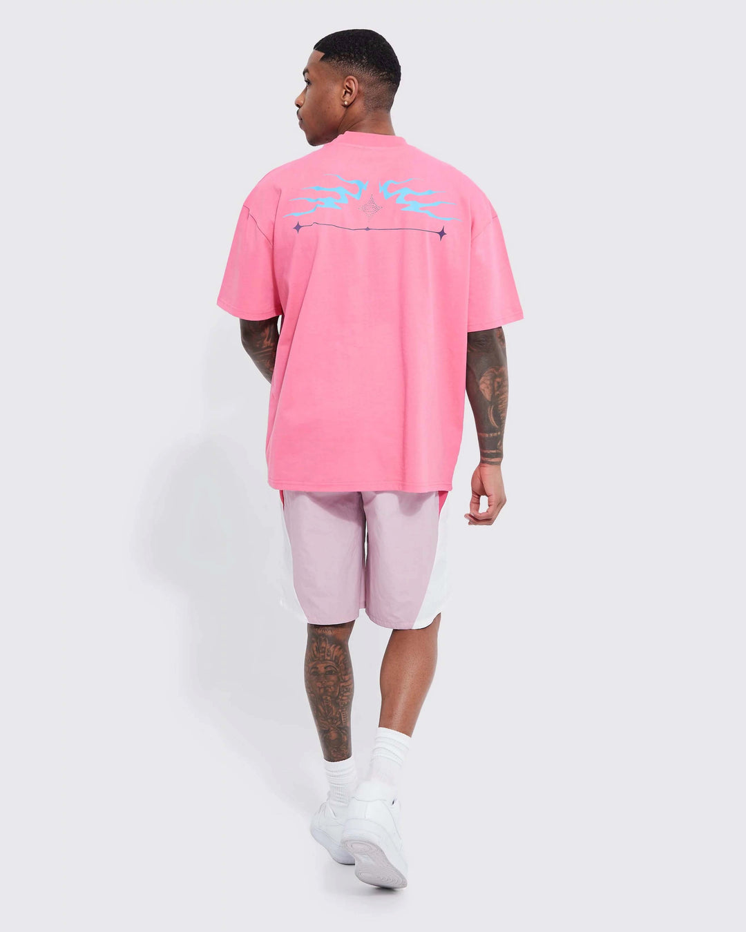 Boohooman Oversized Rhinestone Graphic T-shirt in pink