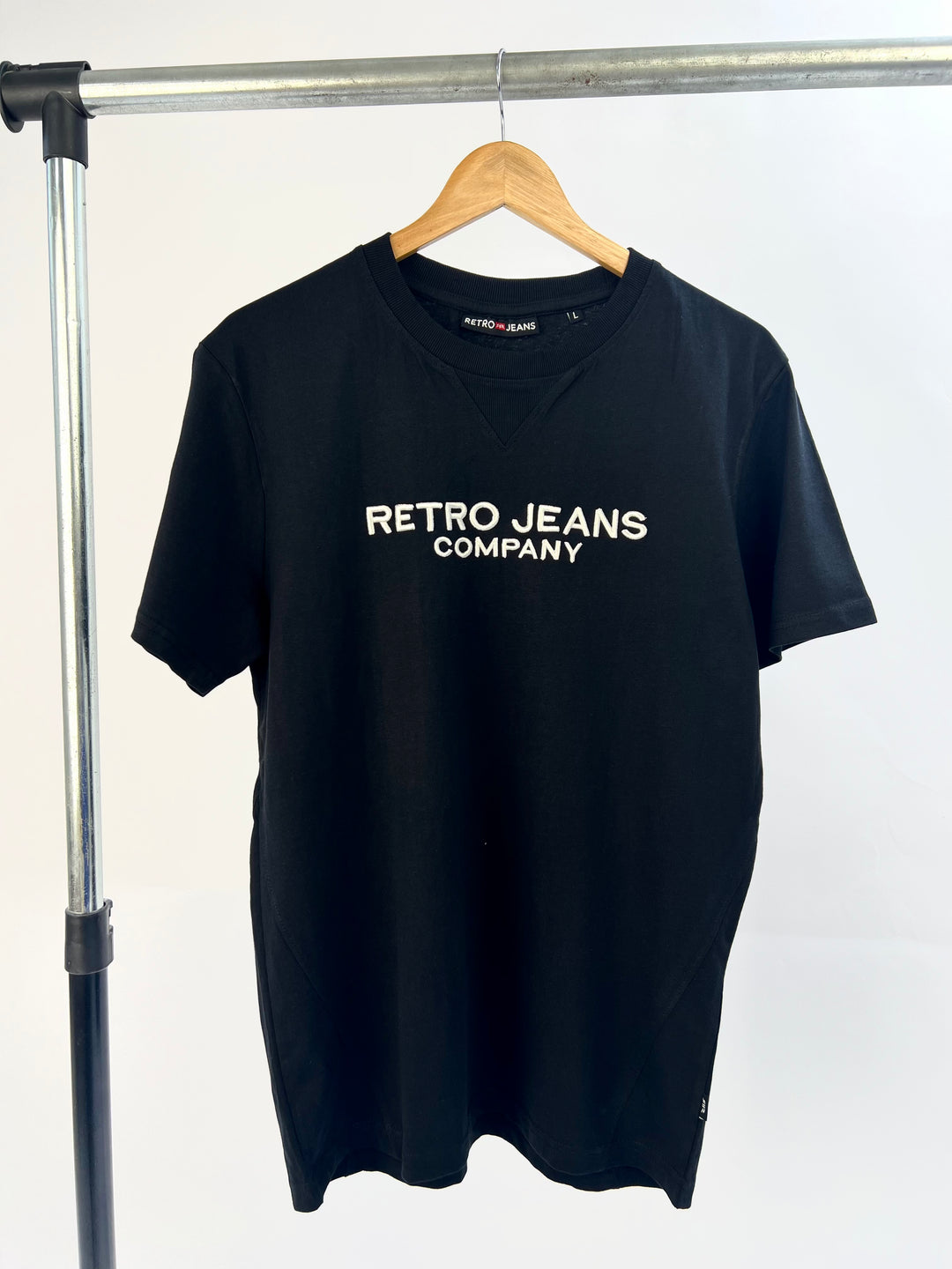 Retro Jeans text print t-shirt black