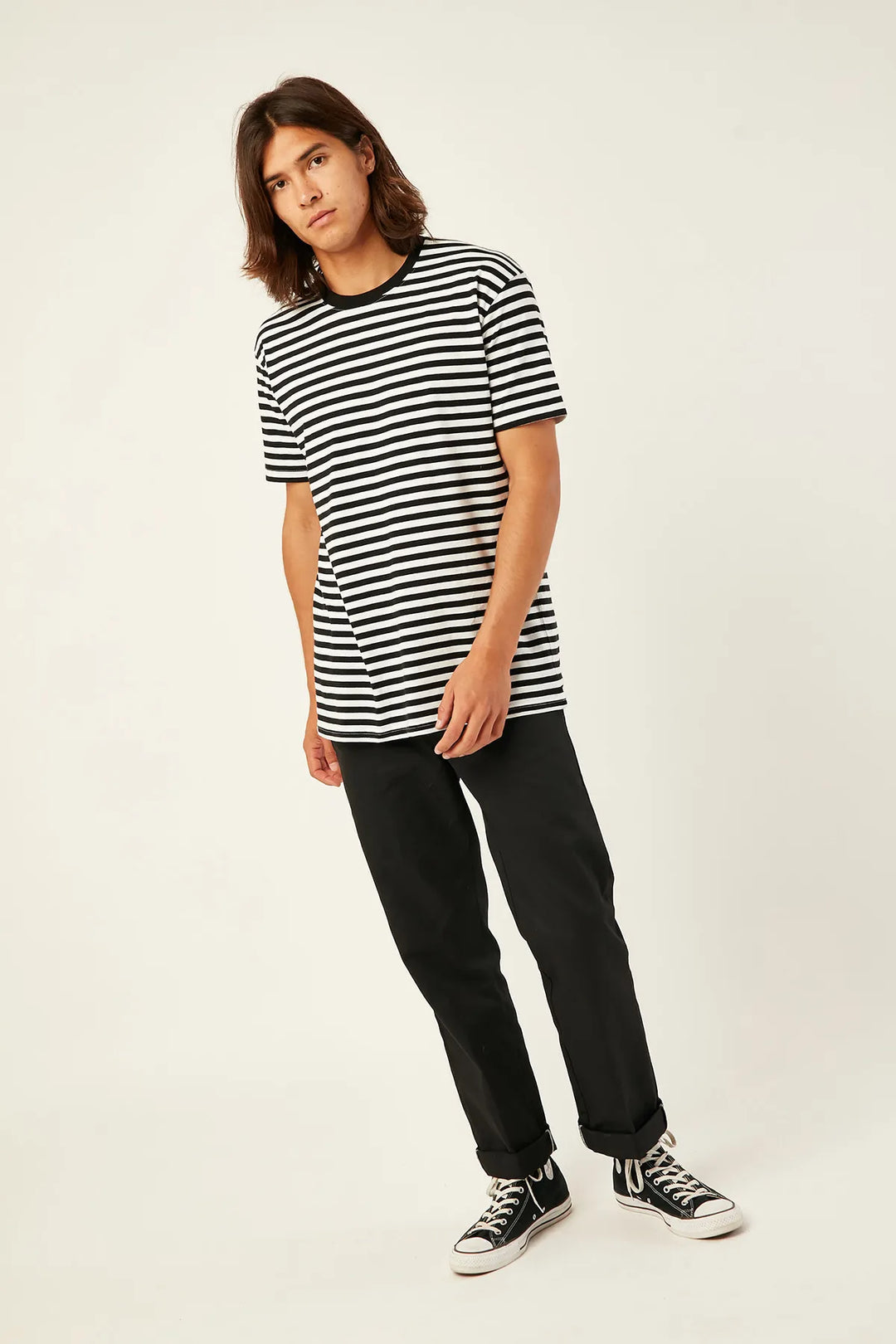 Wellmade Staple striped T-shirt in black