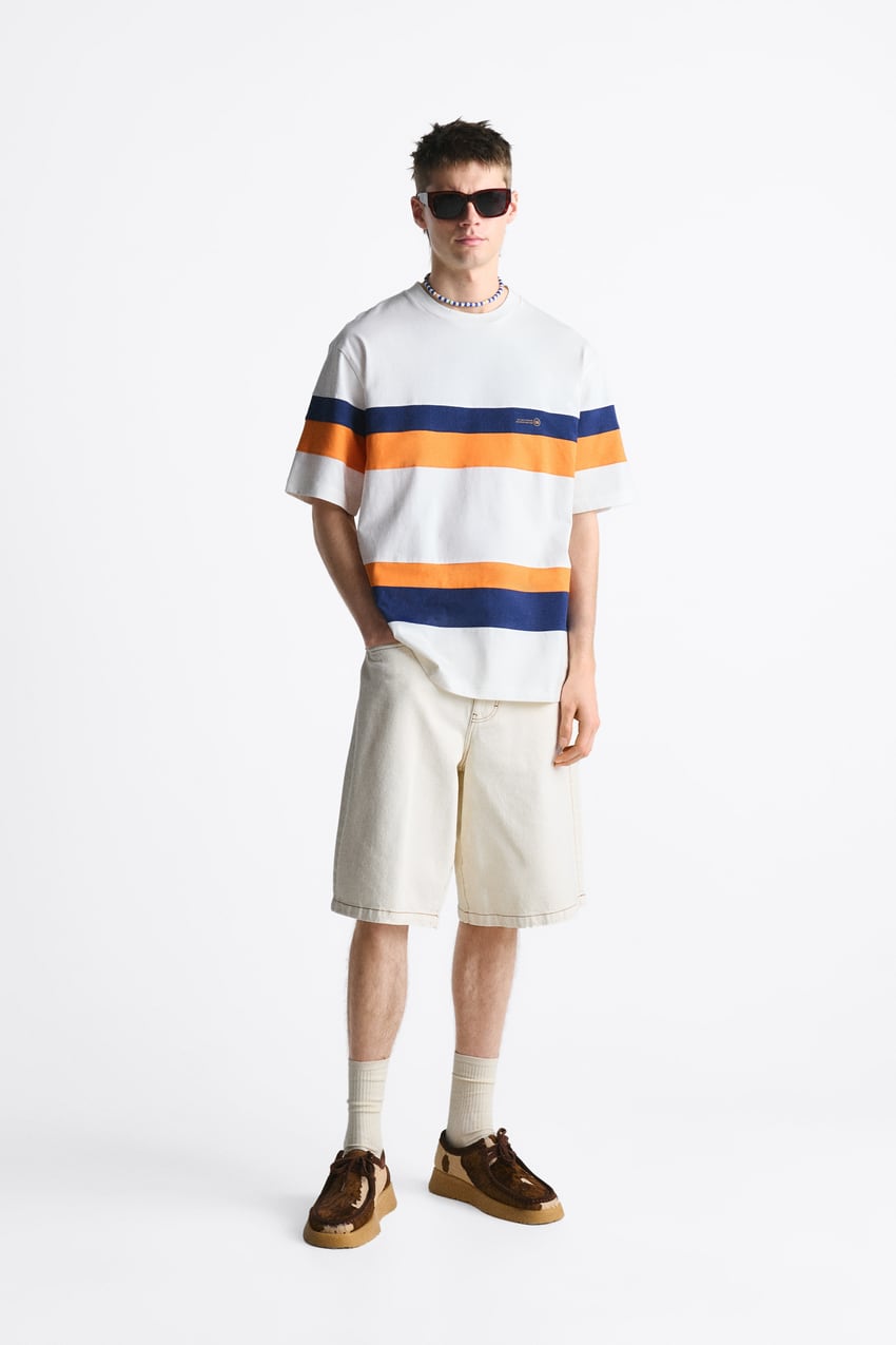 ZARA STRIPE PRINT T-SHIRT WHITE