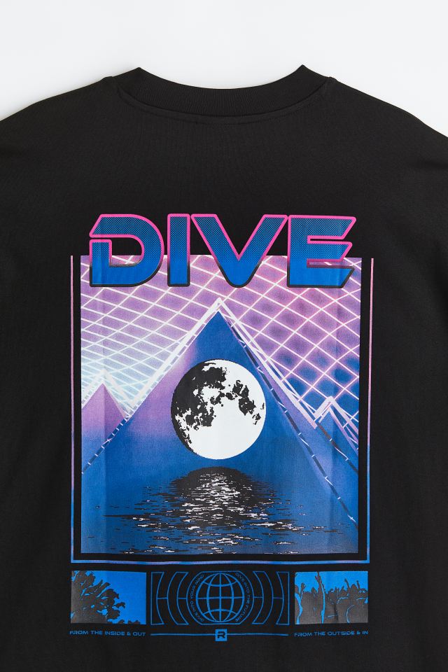 H&M dive Backprint T-shirt in black