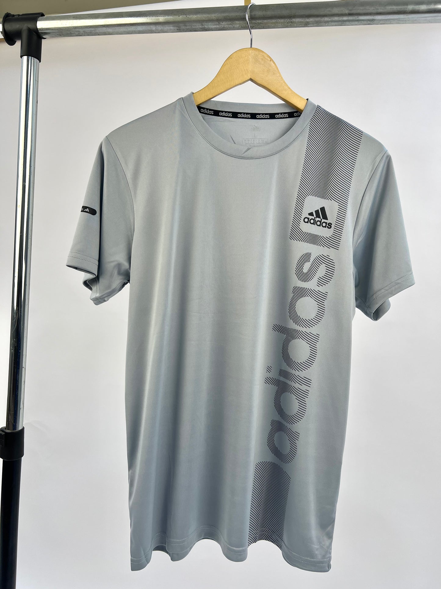 Adidas Side Print logo sports T-shirt in gray