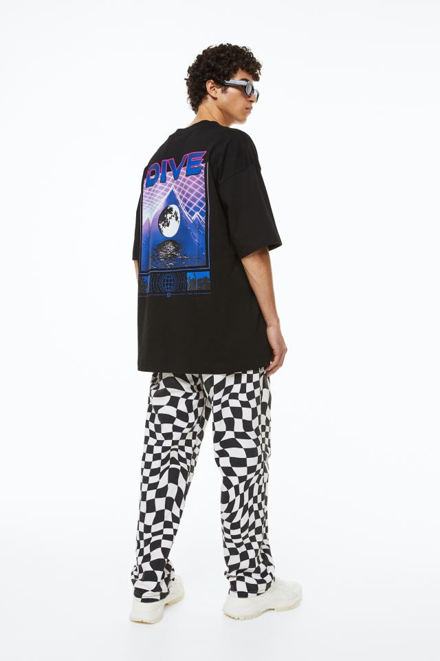 H&M dive Backprint T-shirt in black