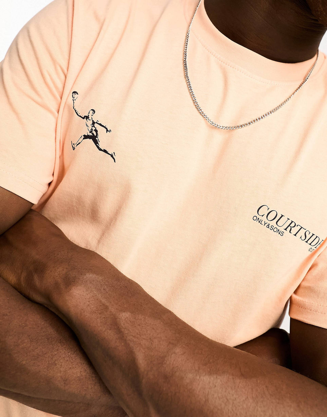 Only&Sons Courtside Backprint T-shirt in orange