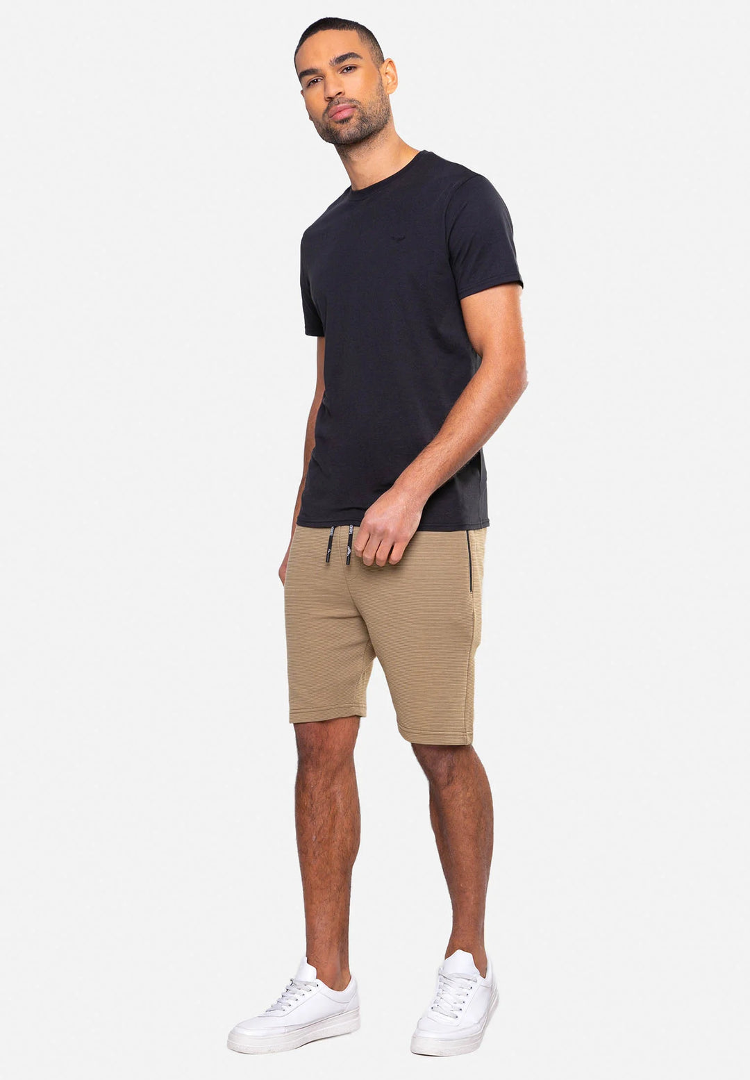 Threadbare Ribbed Fleece Shorts in brown