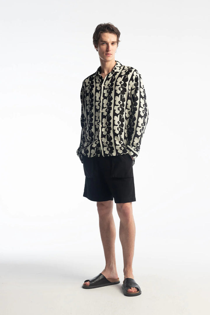 GIESTO FLOWER PATTERNED WRINKLED LOOK SHIRT