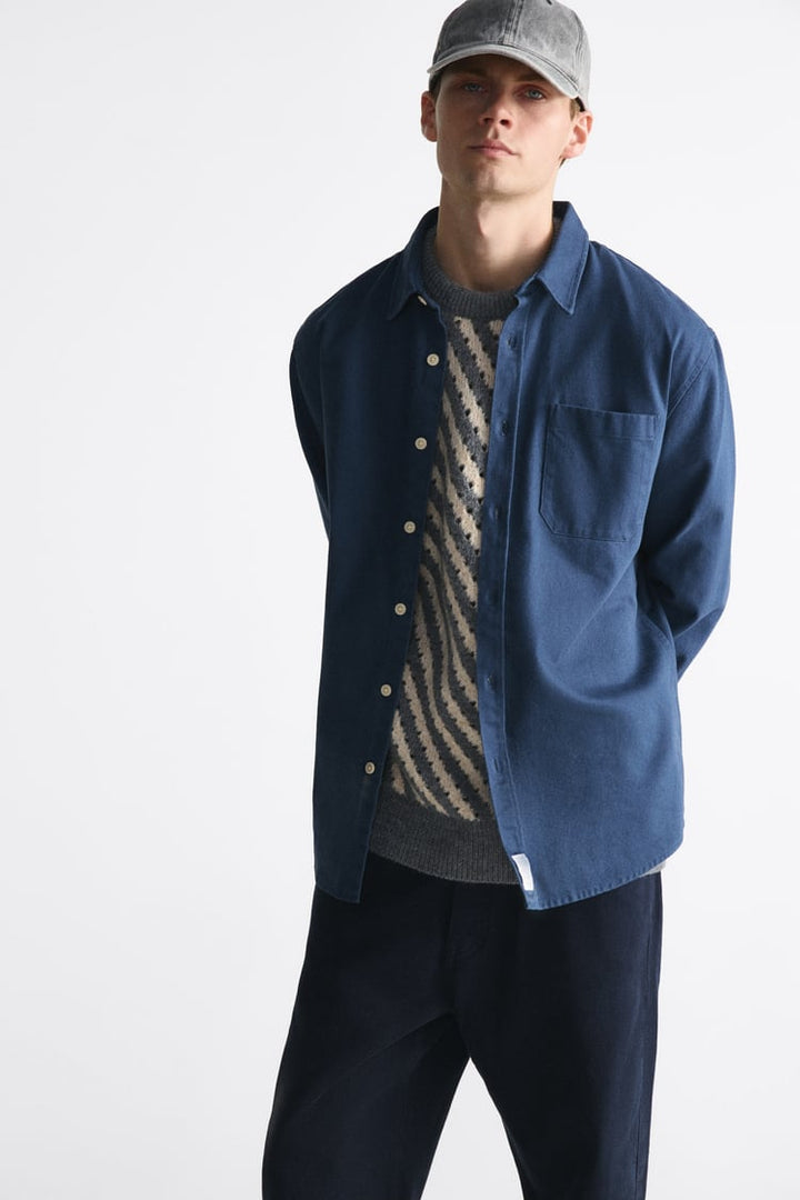 ZARA SHIRT WITH POCKET INK BLUE