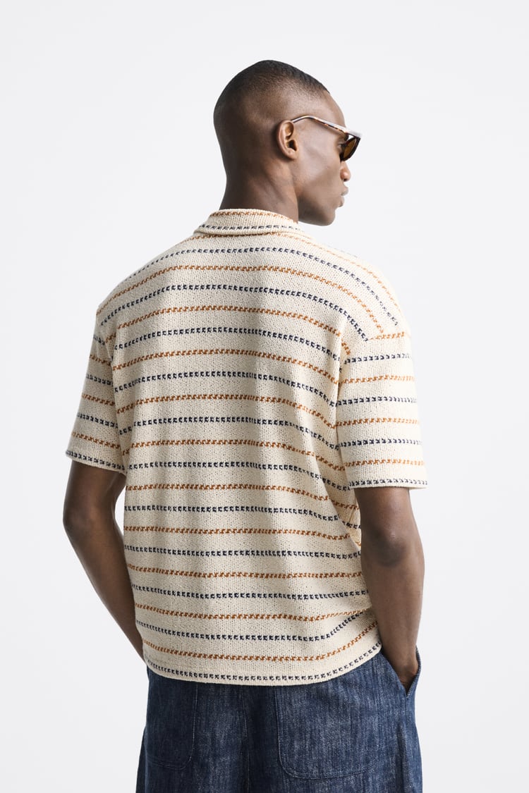 ZARA STRIPED KNIT POLO SHIRT