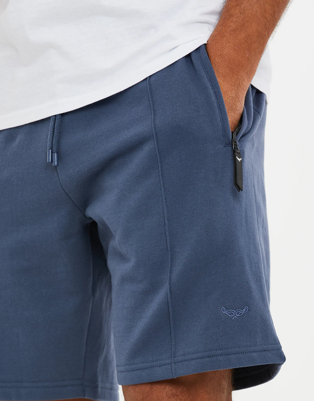 Threadbare Men's Stone Fleece Sweat Shorts in denim blue