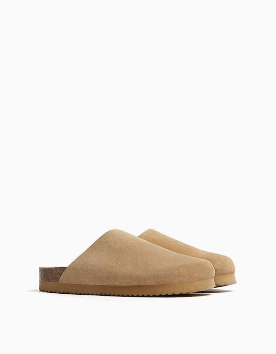 Bershka Leather Clogs in brown