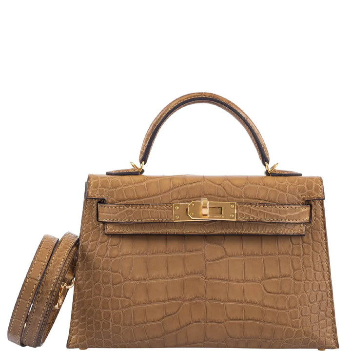 Kelly mini 22 bag in alligator brown