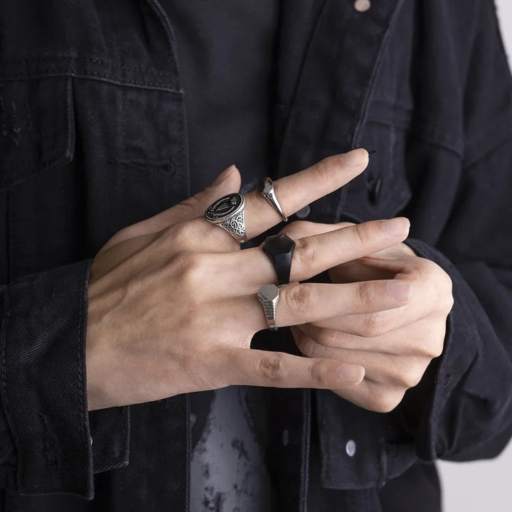 4 Pcs/set Punk Hexagon Ring