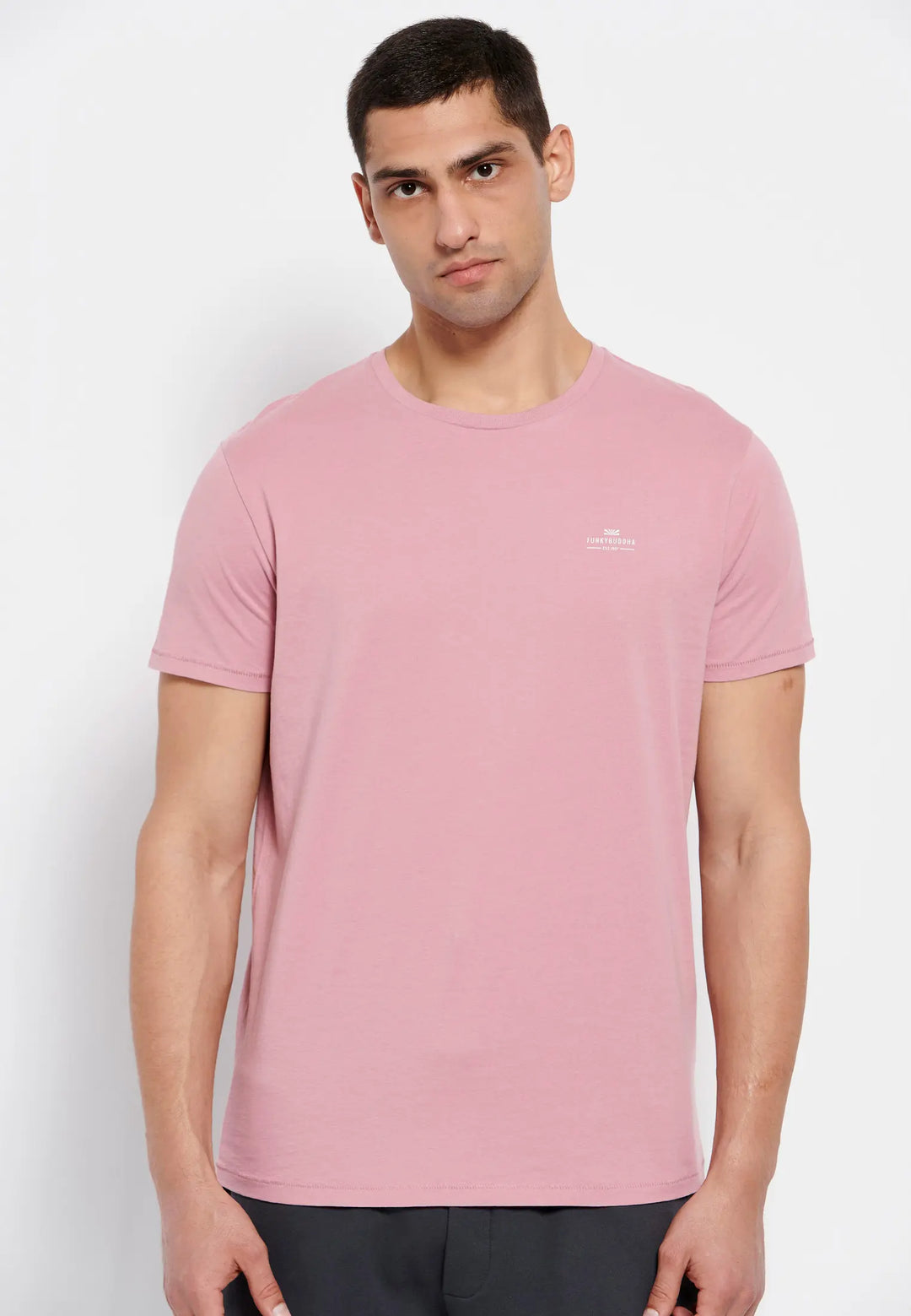 FUNKY BUDDHA Essential cotton crew neck t-shirt pink