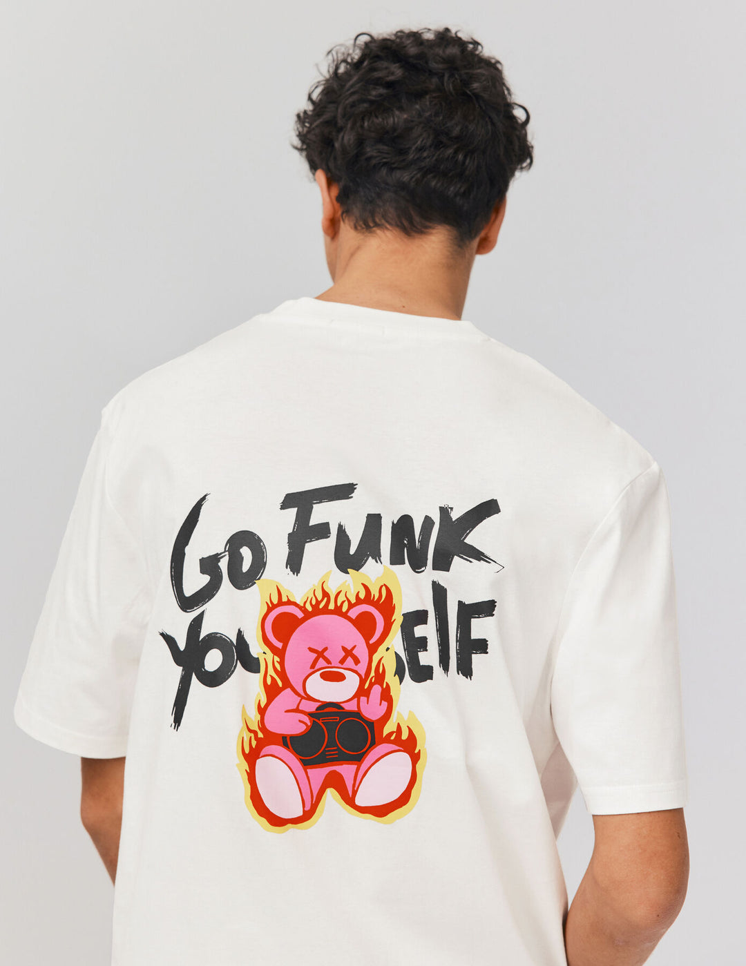 Bizzbee Go funk yourself Backprint T-shirt in white