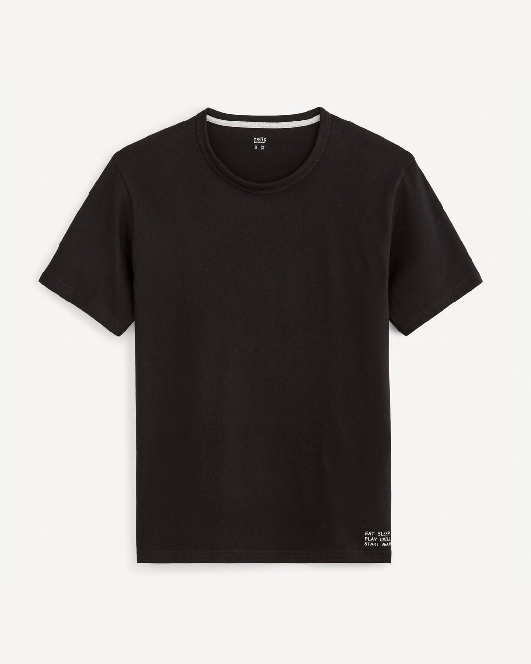 Celio text print T-shirt in black