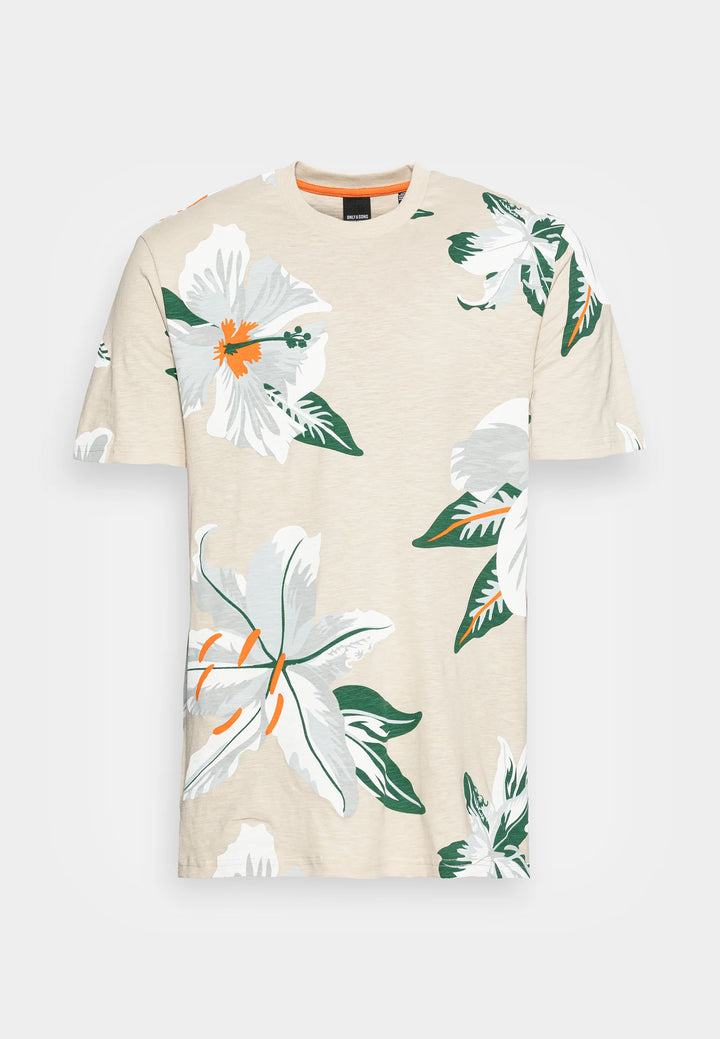 Only & Sons ONSKLOP FLORAL TEE - Print T-shirt in beige