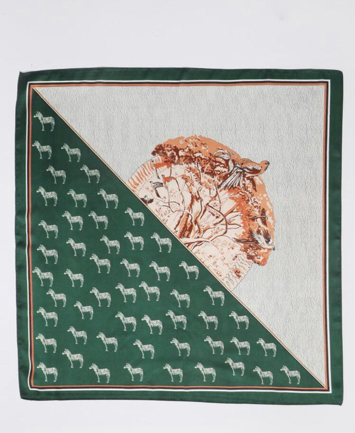 Tree & Bird Pattern Bandana in green