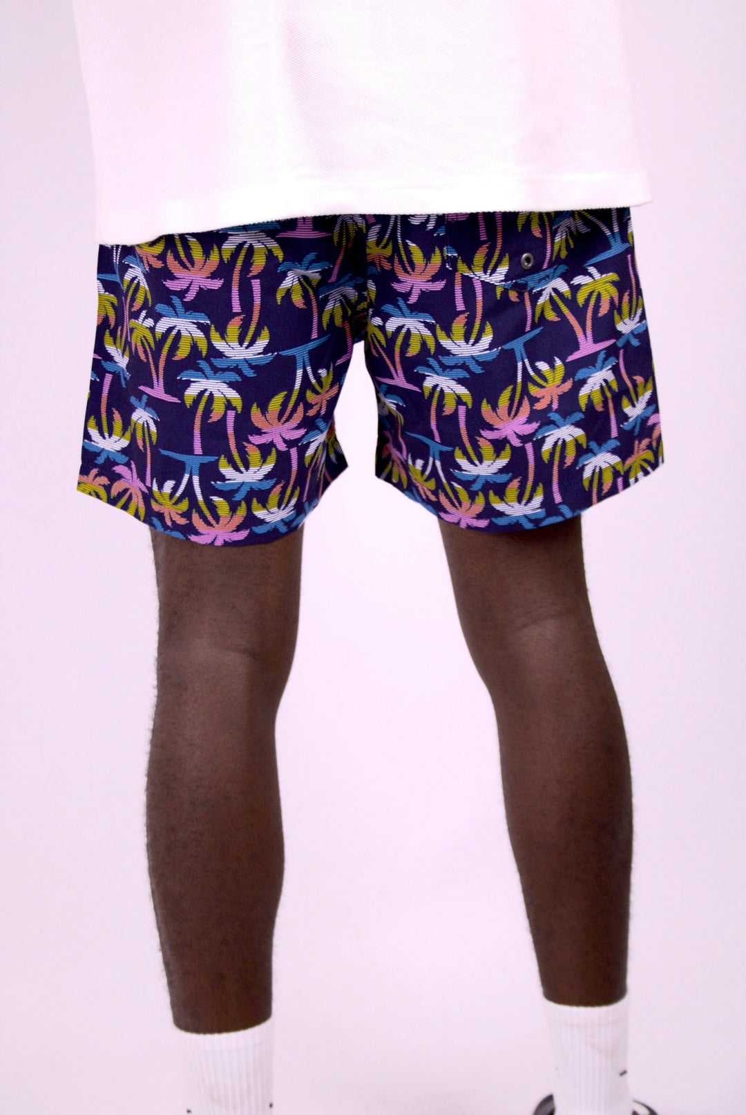 Color block stripe palm swim shorts