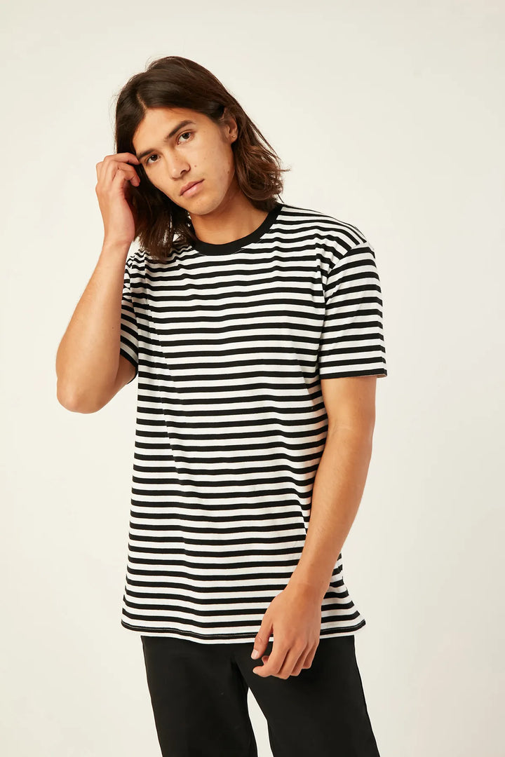 Wellmade Staple striped T-shirt in black