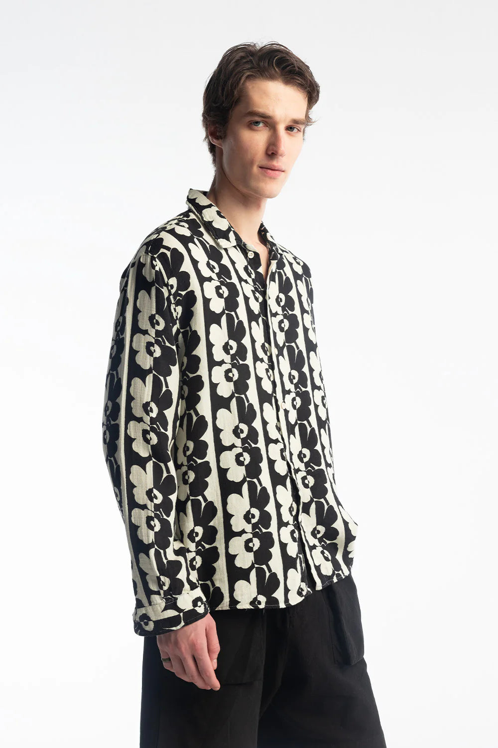 GIESTO FLOWER PATTERNED WRINKLED LOOK SHIRT