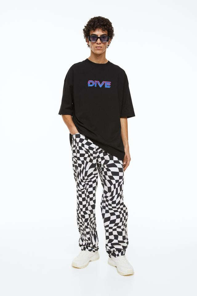 H&M dive Backprint T-shirt in black