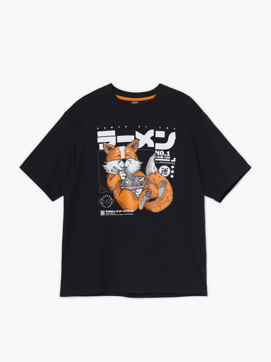 Cropp oriental fox print t-shirt