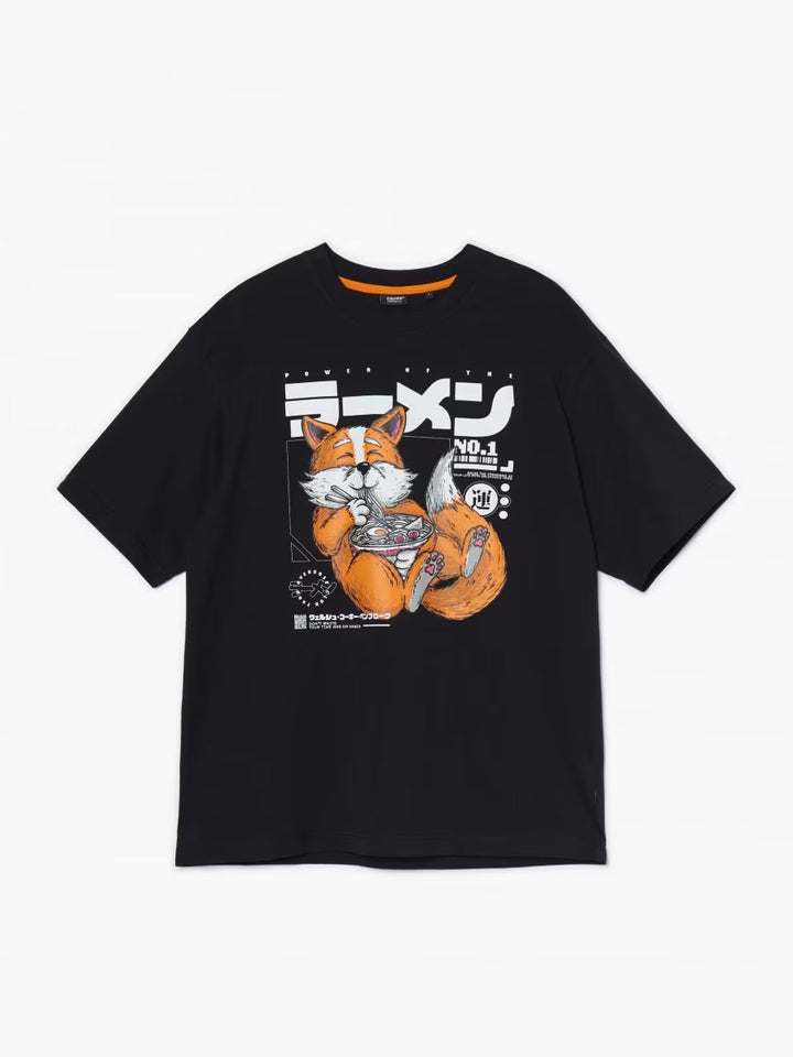 Cropp oriental fox print t-shirt