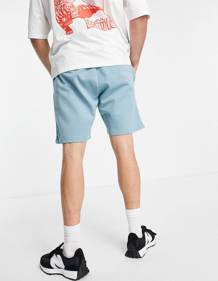 Threadbare central pleat jersey shorts in Smokey blue