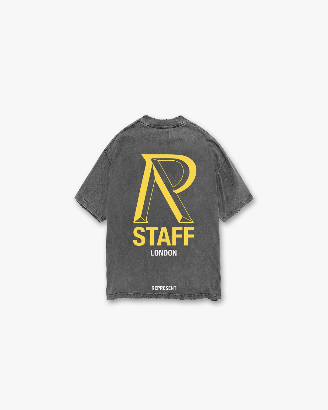 REPRESENT REPRESENT LONDON INITIALISM T-SHIRT IN GREY AND YELLOW