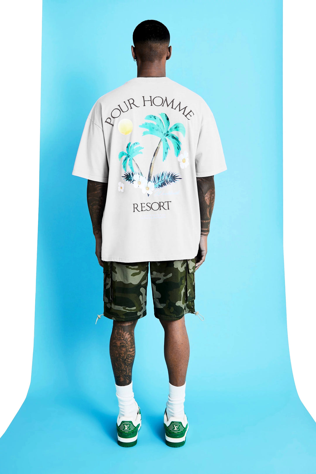 Boohooman oversized extended neck graphic t-shirt