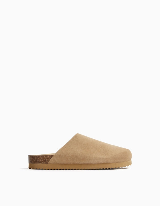 Bershka Leather Clogs in brown