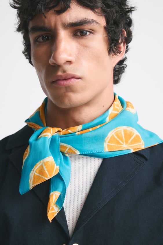 ZARA LEMON PRINT BANDANA - LIMITED EDITION BLUE