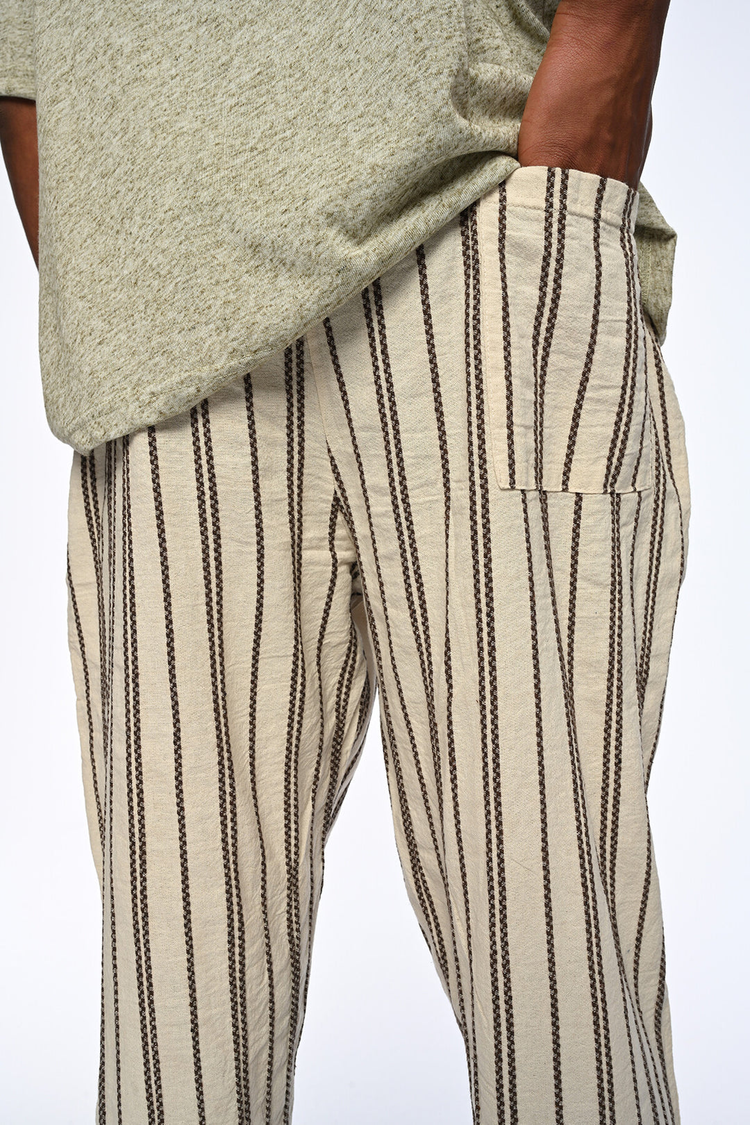 Vamos grey striped linen trousers