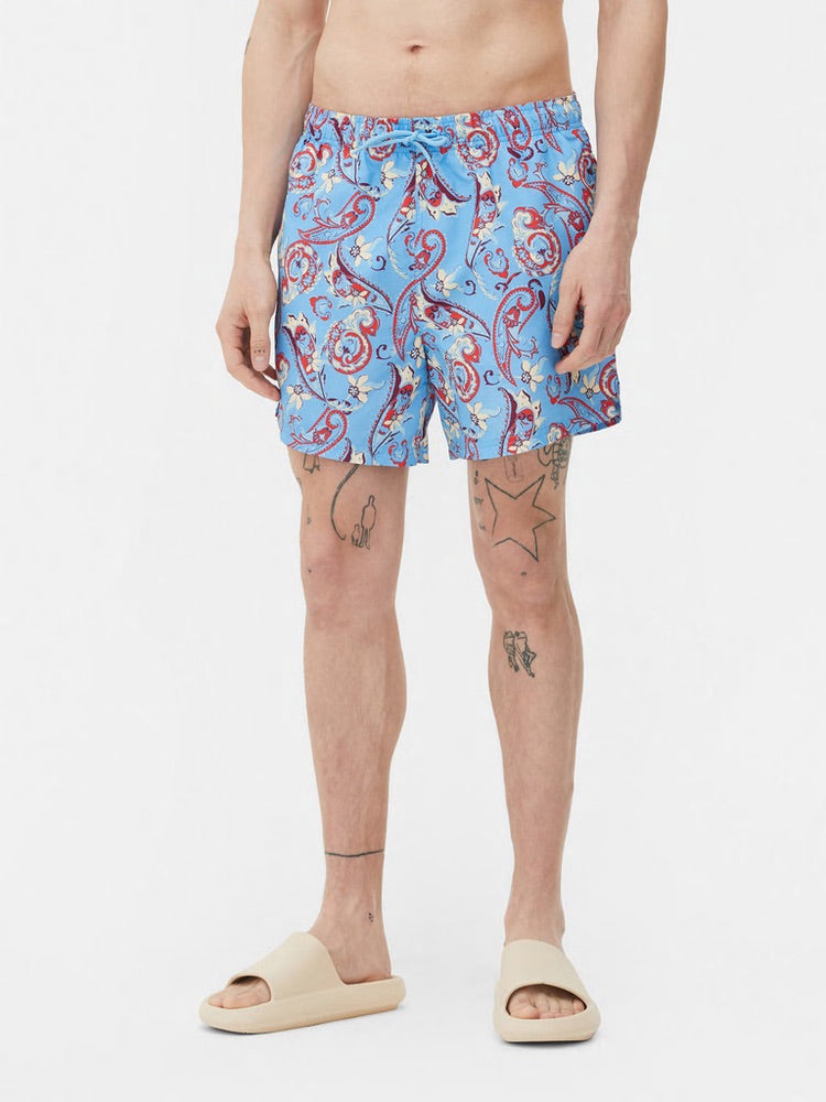 Paisley swim shorts in blue