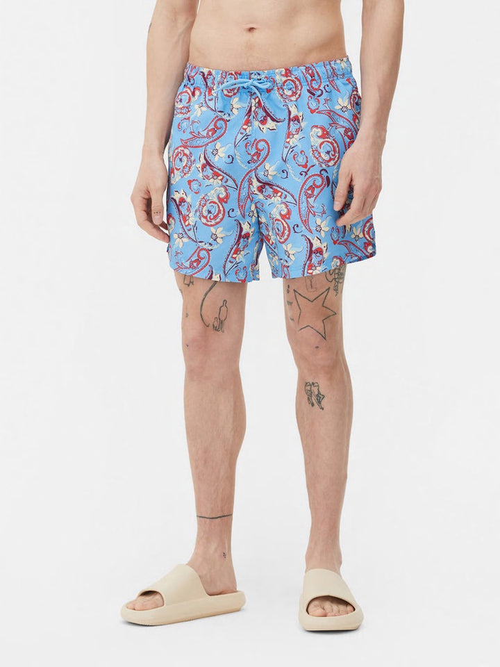 Paisley swim shorts in blue