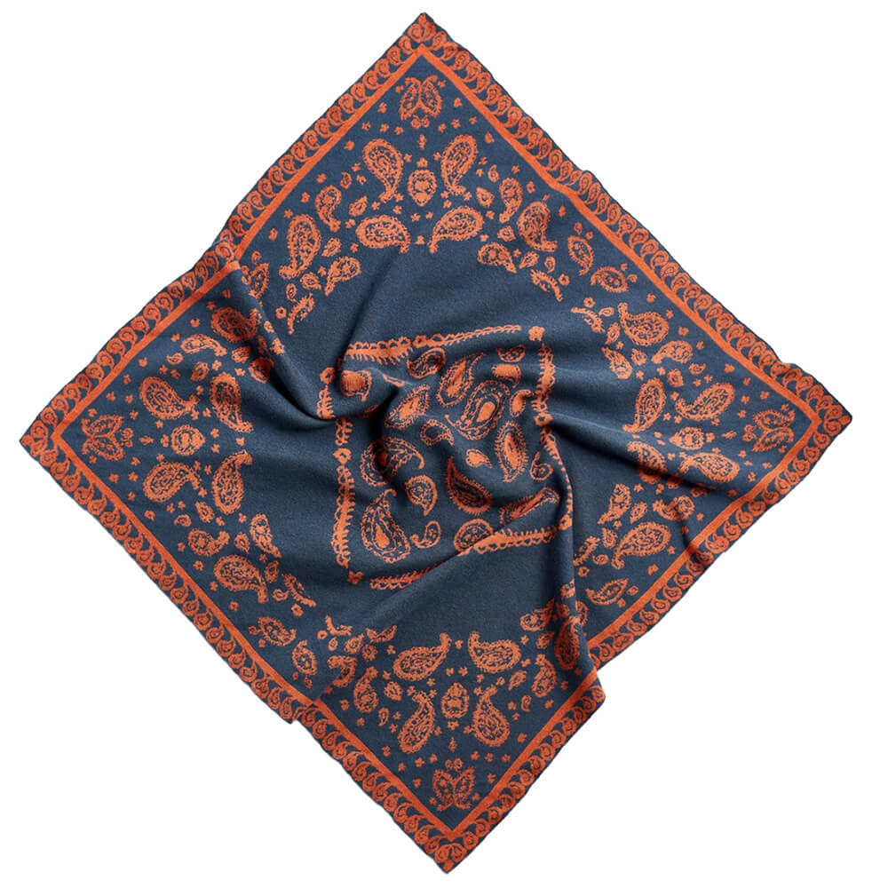 ZARA PAISLEY JACQUARD BANDANNA BLUE