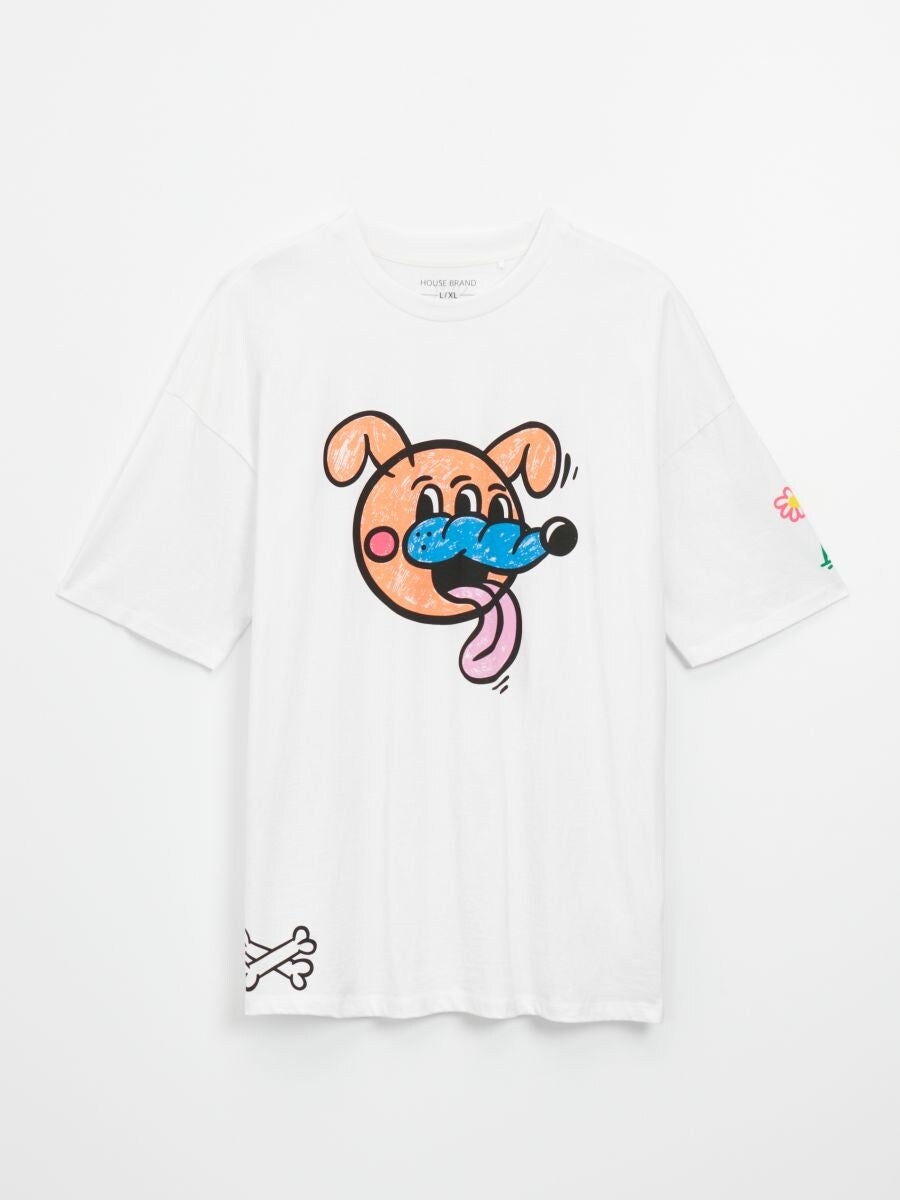 Housebrand doodle dog t-shirt in white