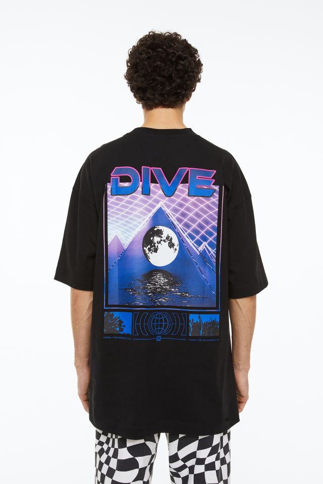 H&M dive Backprint T-shirt in black