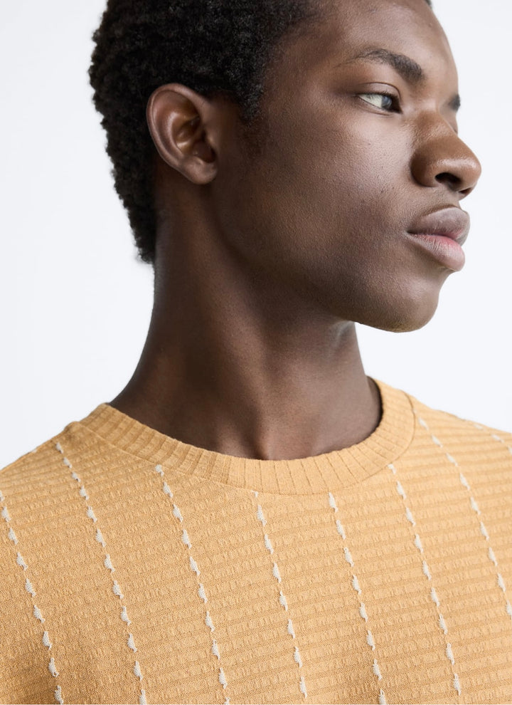 ZARA VERTICAL JACQUARD T-SHIRT MUSTARD