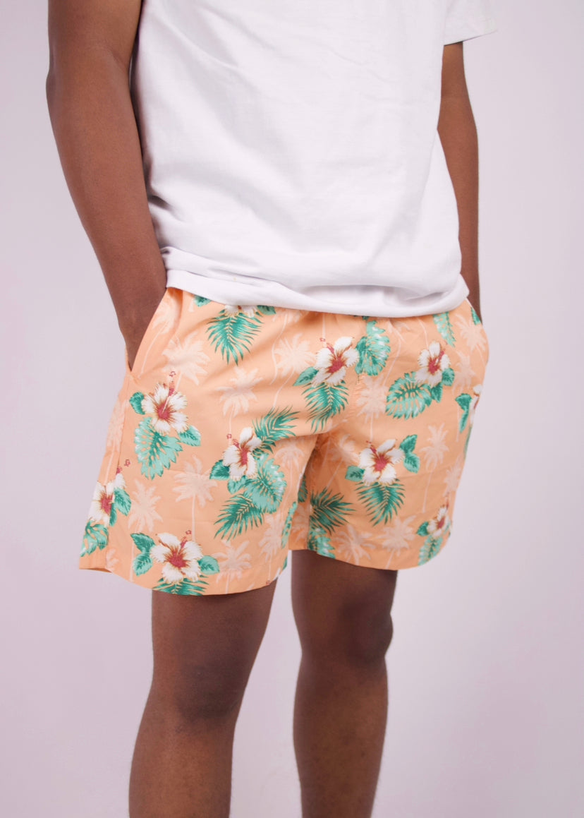 Trunks Surf & Co Jungle Hibiscus Swim Shorts in Orange