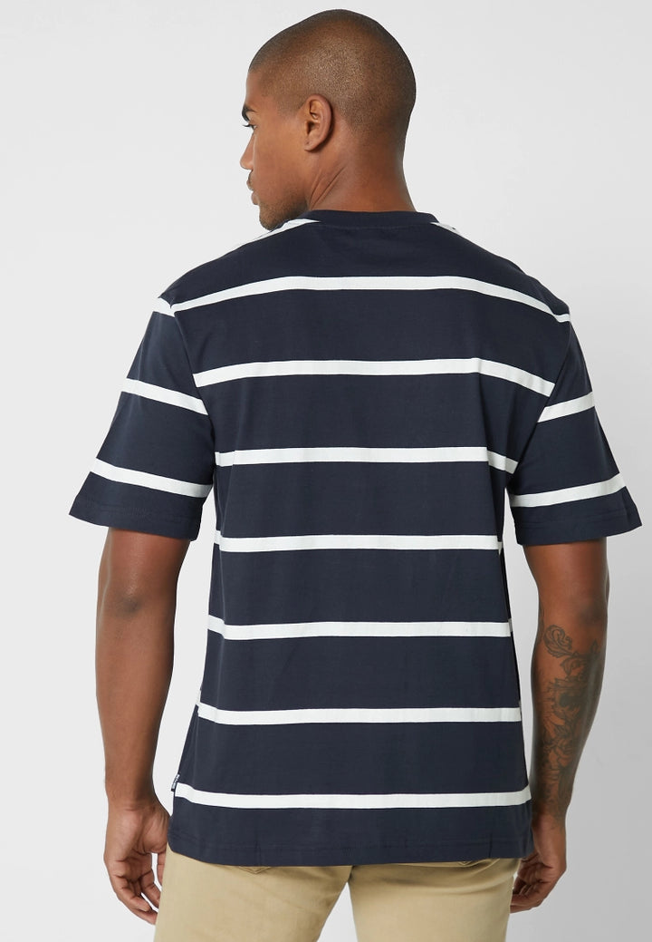 Only & Sons Harry Striped Crew Neck T-Shirt in Navy/White