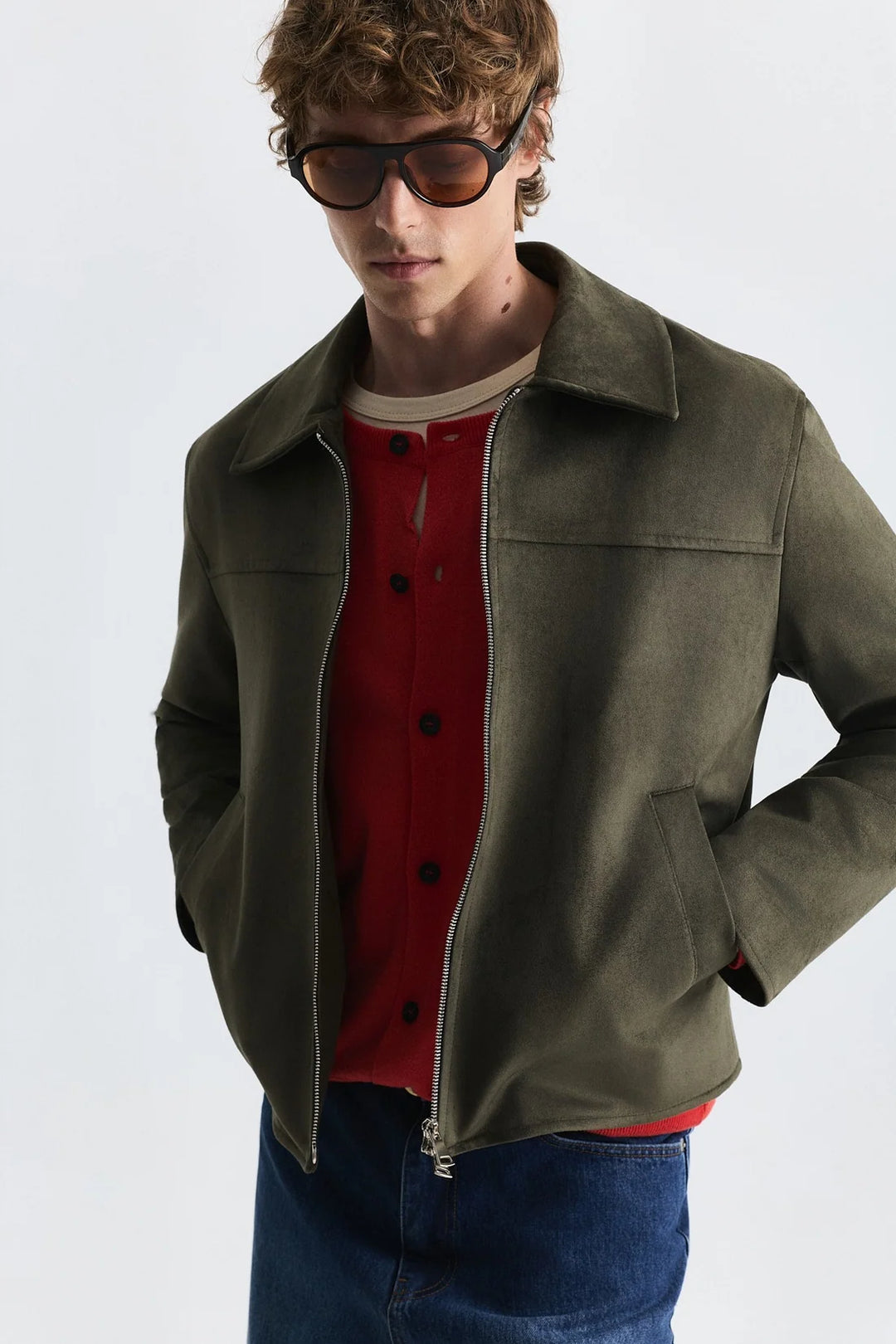 Antioch suede jacket in khaki