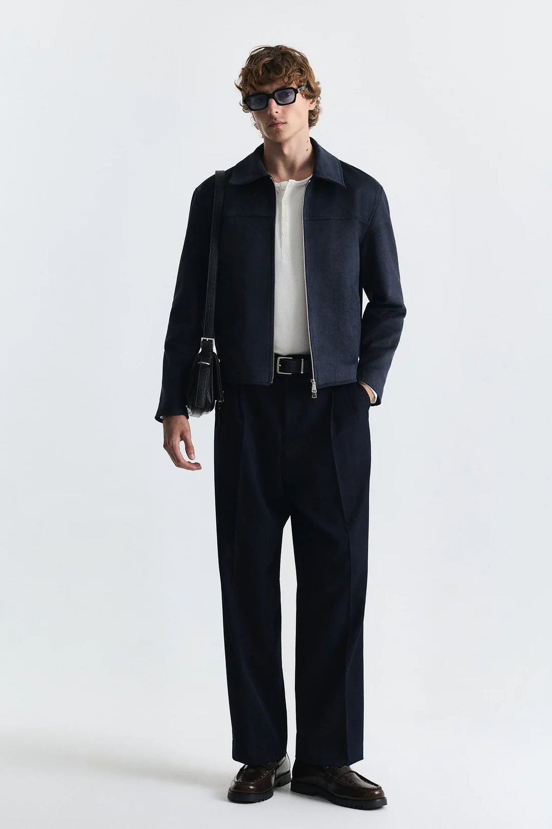 Antioch suede jacket in navy