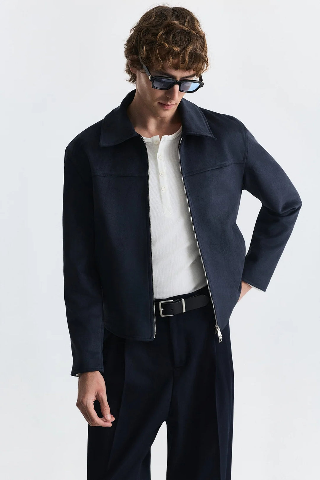 Antioch suede jacket in navy