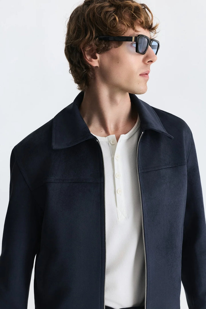 Antioch suede jacket in navy