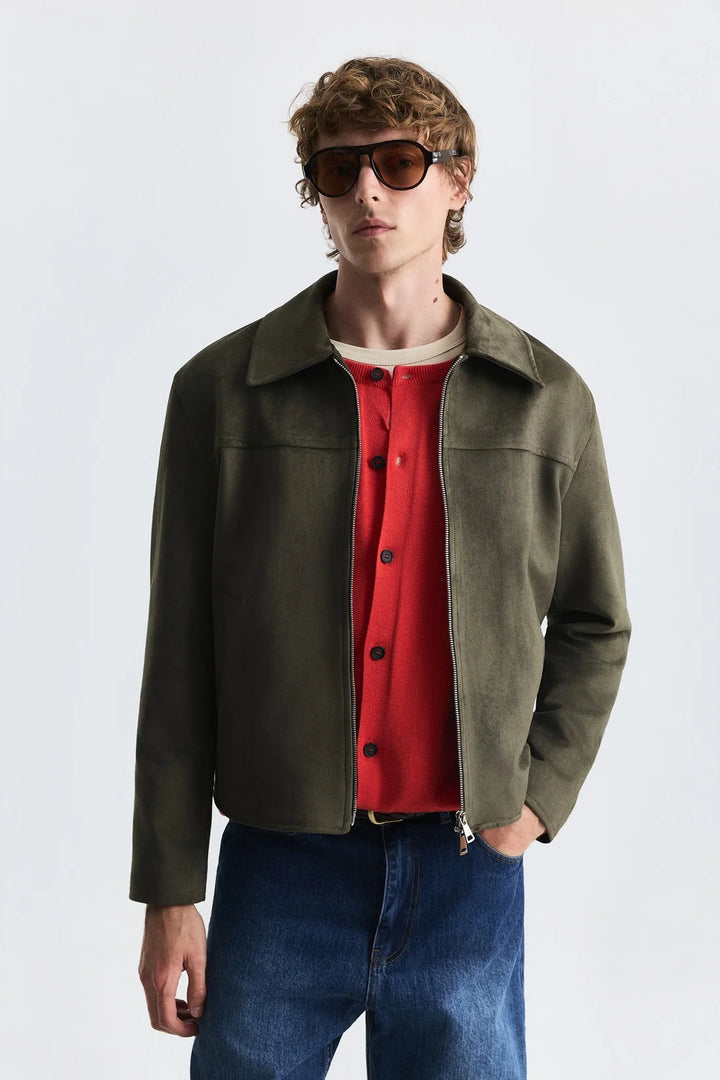 Antioch suede jacket in khaki