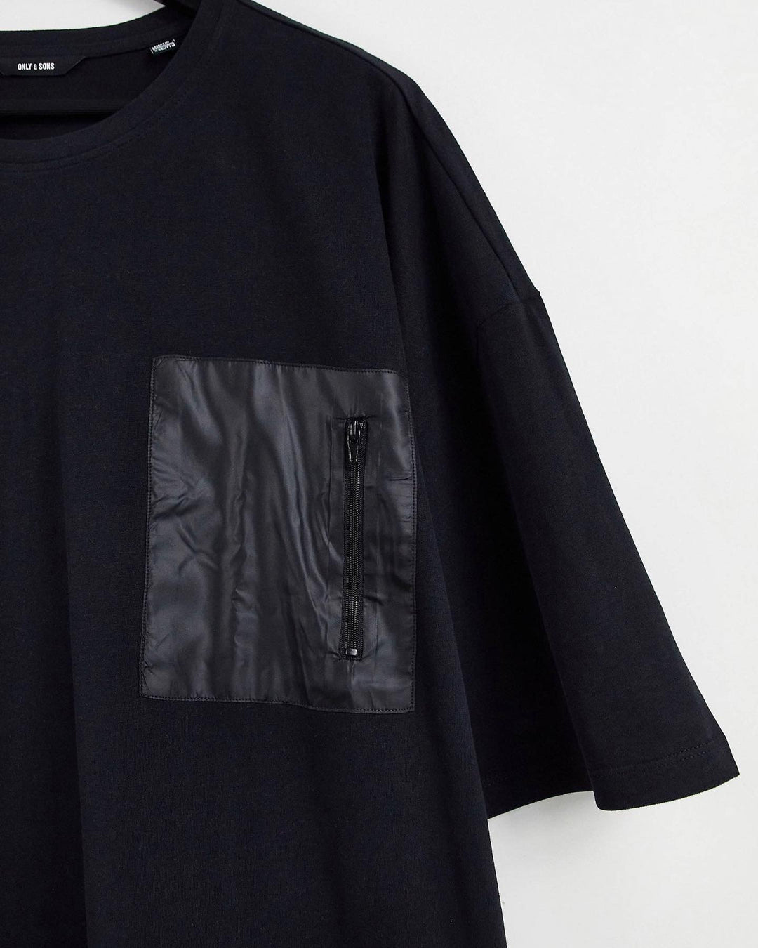 Only & Sons oversize t-shirt with nylon pocket in black